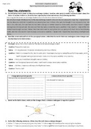 English Worksheet: reported speech