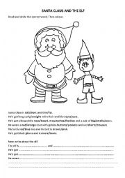 English Worksheet: Santa Claus and the elf