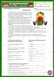 English Worksheet: THE GOLDEN GIFT - READING COMPREHENSION