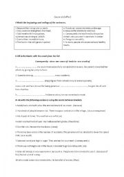 English Worksheet: Cause and effect 