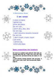 English Worksheet: A Christmas Poem: I am snow