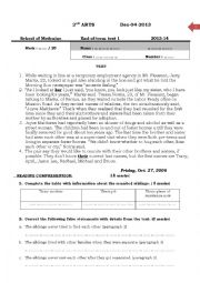 English Worksheet: 2nd Arts Test 2