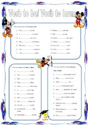 English Worksheet: verb to be and verb to have