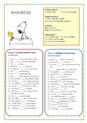 English Worksheet: Was Were simple exercises