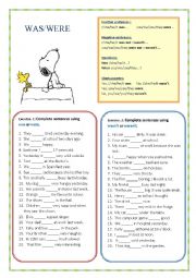 English Worksheet: Was Were simple exercises