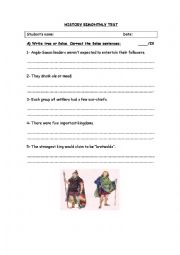 English Worksheet: History test Anglo-Saxons and Vikings