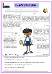 English Worksheet: Ryans school diary