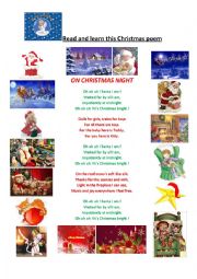 English Worksheet: A Christmas poem and the 8 Santas reindeer