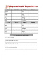 English Worksheet: Comparatives & Superlatives