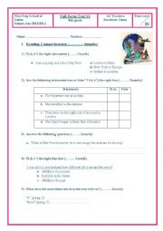 English Worksheet: End of Term Test 1, 8th form students