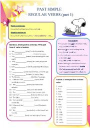 English Worksheet: Past Simple - regular verbs (part 1)