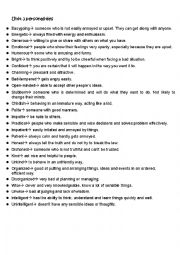 English Worksheet: personality traits definition