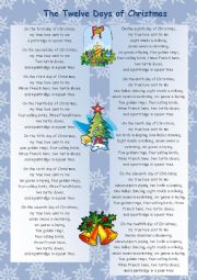 English Worksheet: The Twelve Days of Christmas