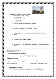 English Worksheet: exam 8th grade