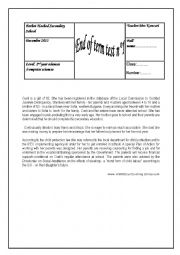 English Worksheet: end term one second year pupils about child labour