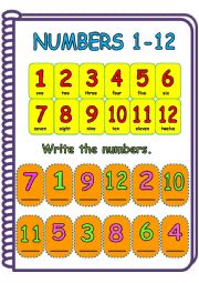 English Worksheet: Numbers 1-12