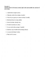 English Worksheet: frecuency adverbs