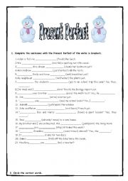English Worksheet: PRESENT PERFECT WITH KEY