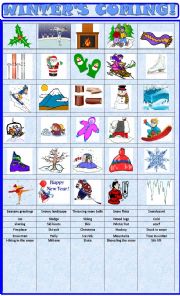 English Worksheet: Winters coming :matching exercise