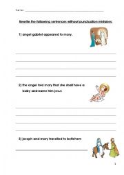 English Worksheet: Nativity Story - Punctuation Focus