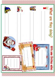 English Worksheet: What are they doing?+ christmas wishes