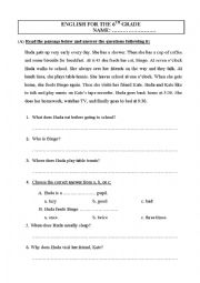English Worksheet: Reading and Grammar