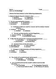 English Worksheet: Archaeology