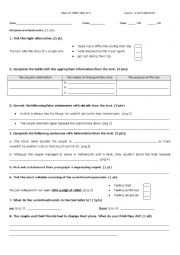 English Worksheet: Fourth Form End of Term Test 1