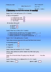 English Worksheet: mid of term test n1 9 th  form 