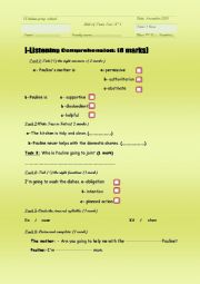 English Worksheet: mid of term test n1 9 th  form 2013