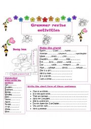 English Worksheet: Grammar revise activities
