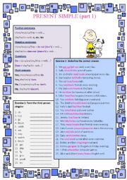 English Worksheet: Present Simple (part 1) - 4 exercises