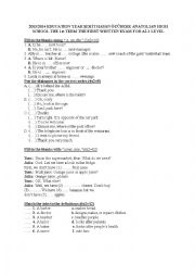 English Worksheet: an exam for the A1 users