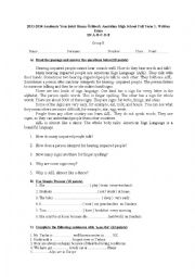English Worksheet: reading text