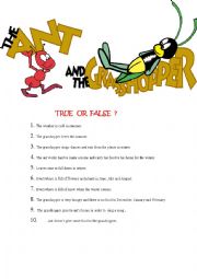 English Worksheet: THE  ANT AND THE GRASSHOPPER 