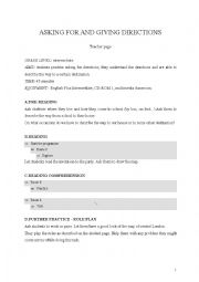 English Worksheet: Asking and Giving Directions