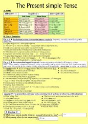 English Worksheet: The present simple tense, the easy way! 