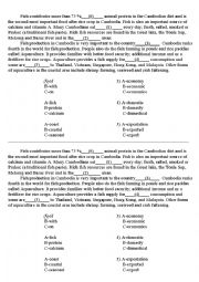 English Worksheet: Fishery in Cambodia