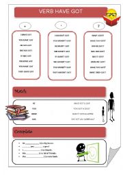 English Worksheet: VERB HAVE GOT