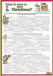 Christmas - What do elves do before Christmas? - The Elves Daily Routine - Simple Present 3rd person singular