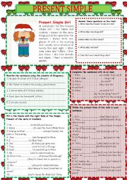 English Worksheet: PRESENT SIMPLE GIRL