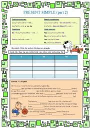 English Worksheet: Present Simple (part 2) - 3 exercises