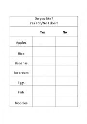 English Worksheet: Do you like?