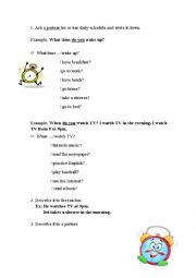 English Worksheet: Ask daily schedule