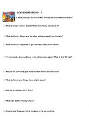 English Worksheet: Chicken Run - Easy Plot and Discussion Questions (middle of film)