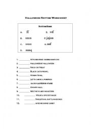 English Worksheet: Halloween rhythm worksheet