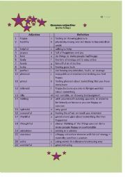 English Worksheet: Common adjectives 8 (happy to wonderful)
