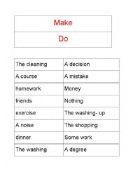 English Worksheet: Make/ Do