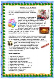 English Worksheet: Christmas Day at the Browns - Reading