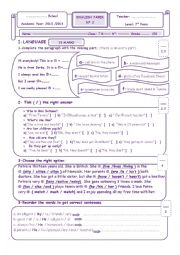 English Worksheet: end of term test 1 7th form 2014